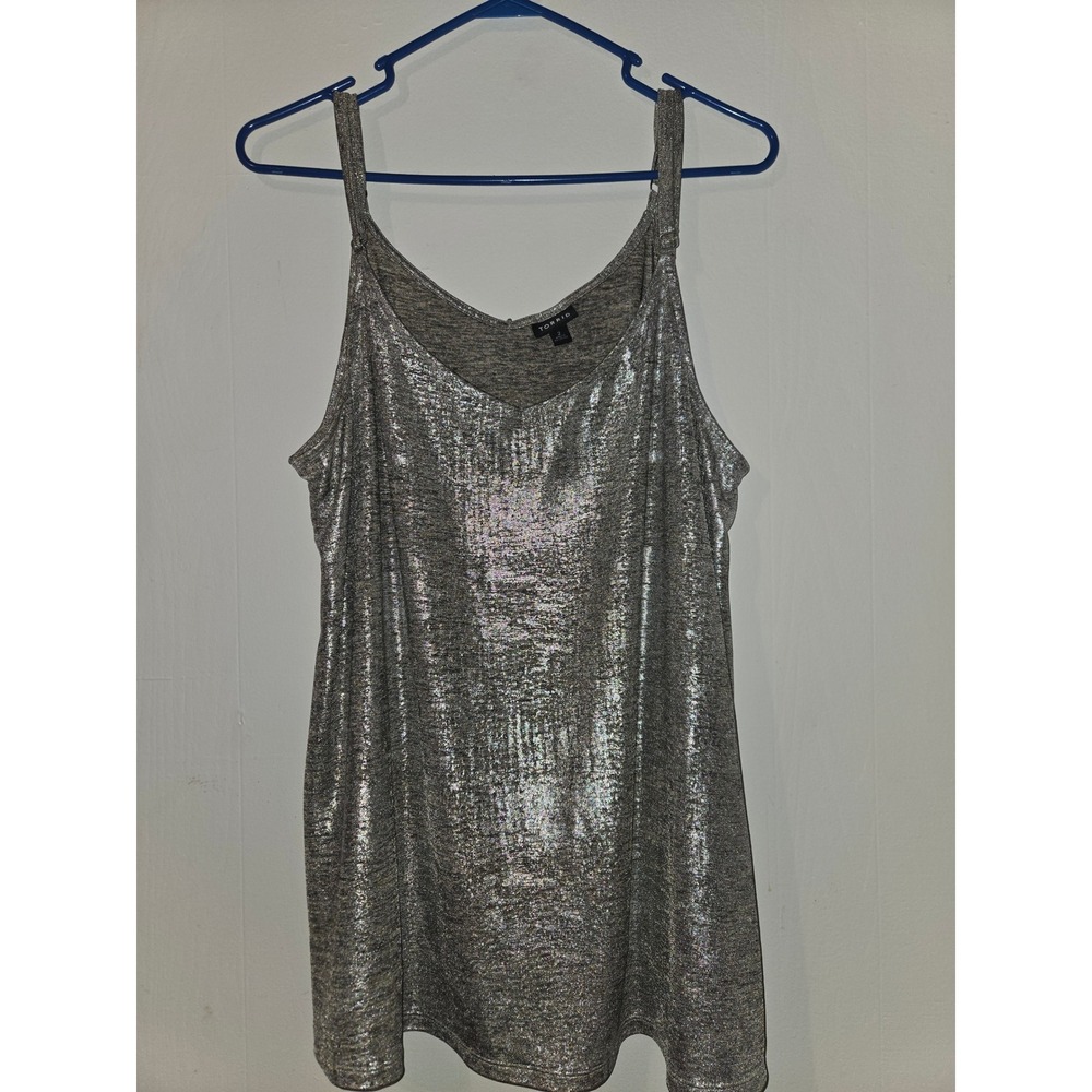 Torrid Women Silver Metallic Foil V-Neck Camisole Cami Plus Size 2 2X